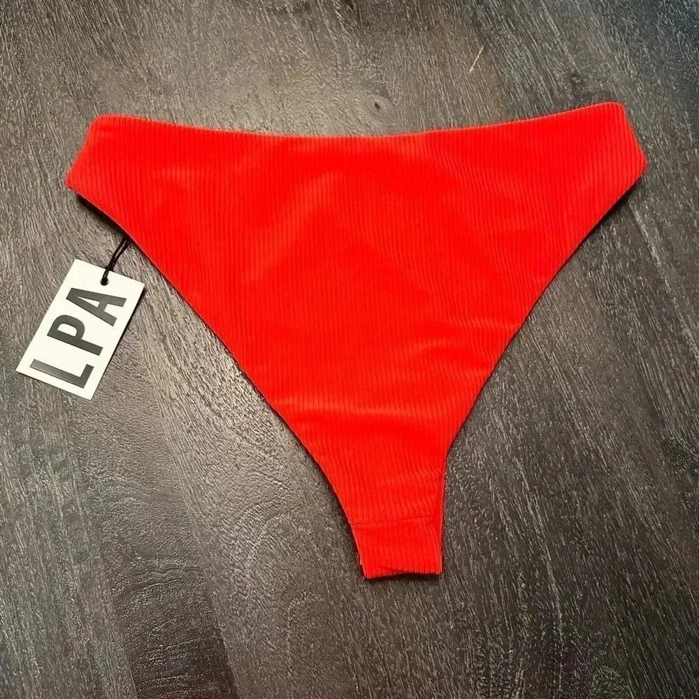 Revolve LPA Red Swim Ribbed Bottom Sz L - Picture 4 of 4